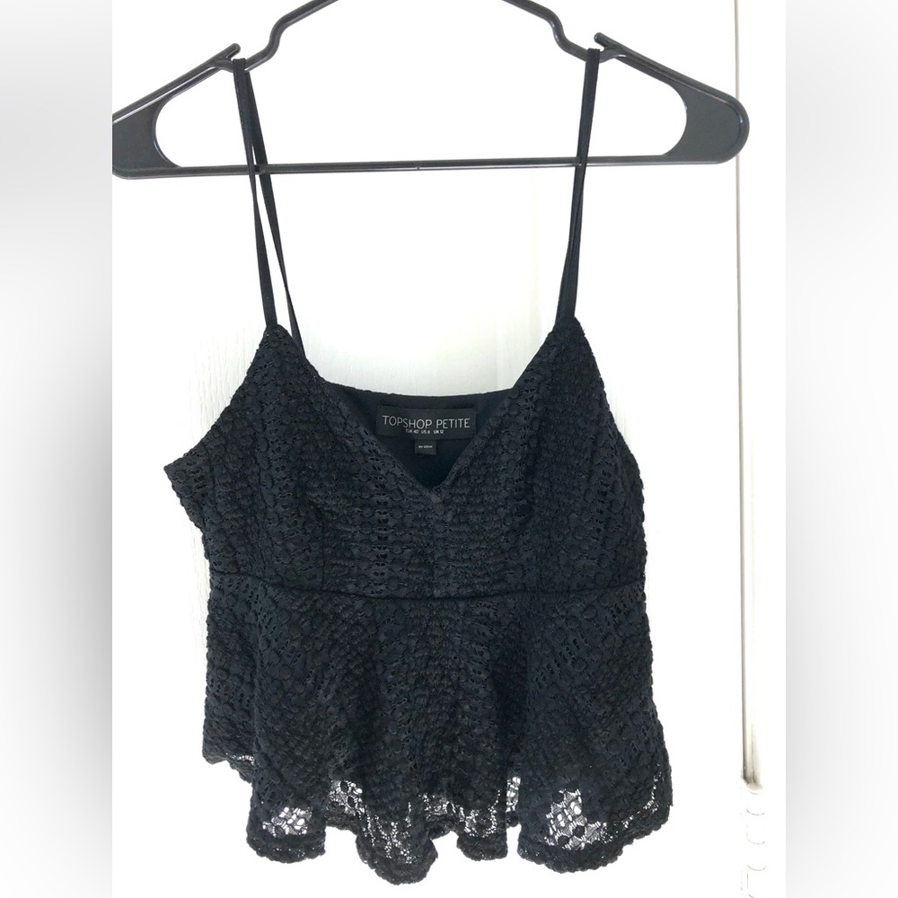 Topshop Petite Black Lace Camisole Top